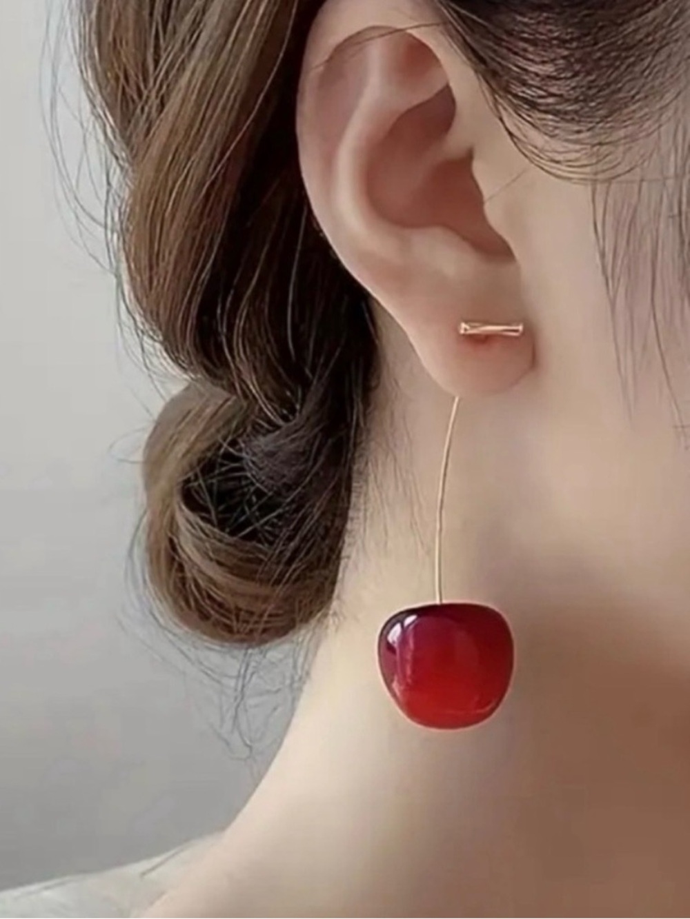 Cherry Red Earrings Beautiful Gift - Picture 2 of 7